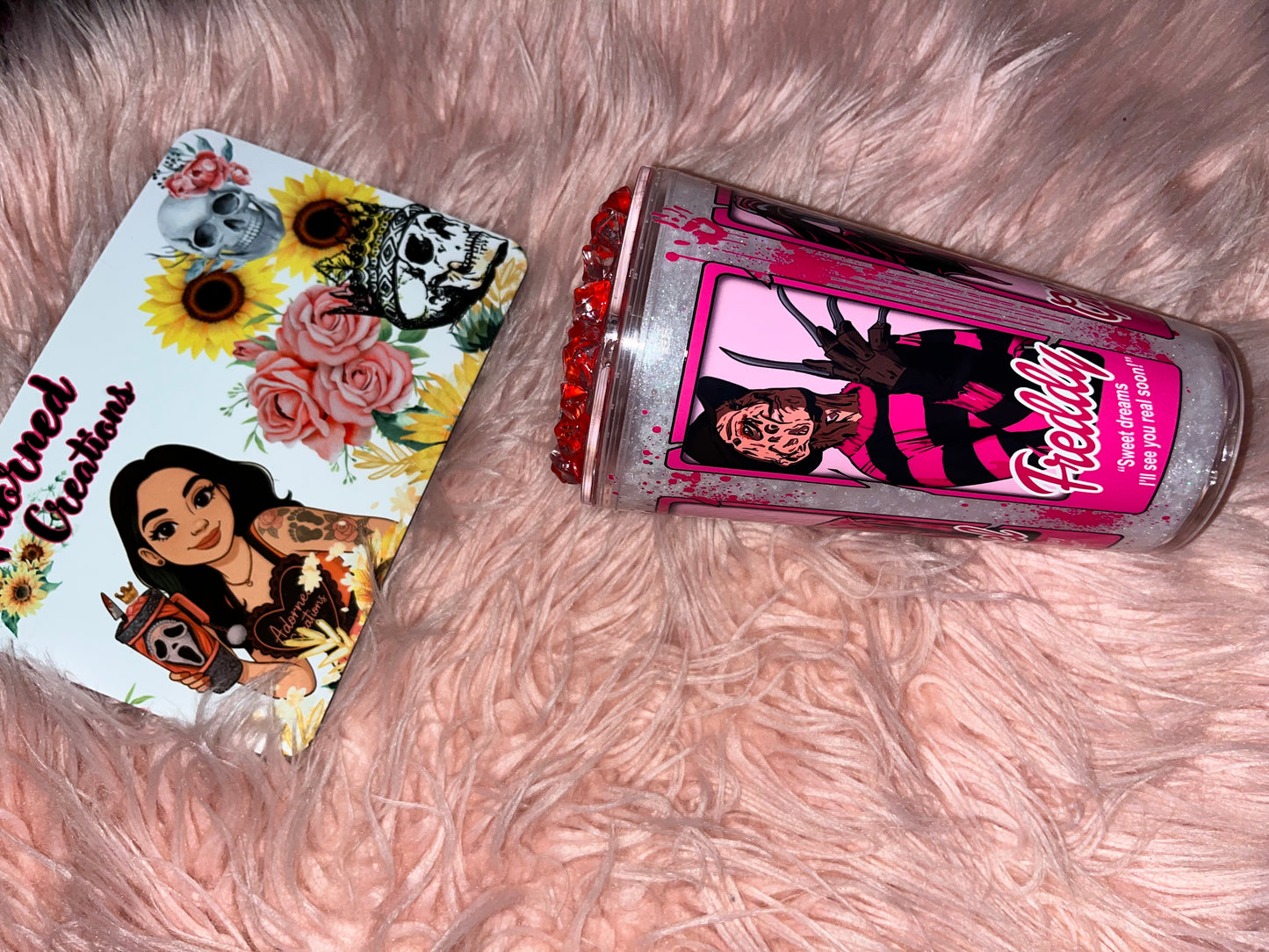 16 oz Barbie Horror themed snowglobe tumbler!