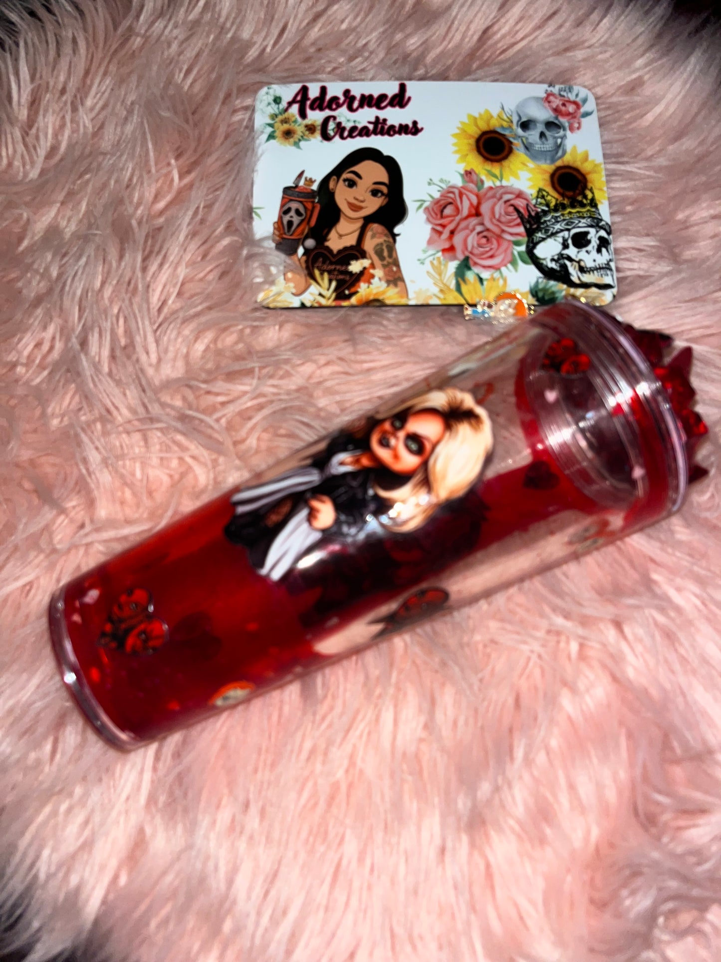 24 oz blood drop Tiffany and Chucky tumbler!