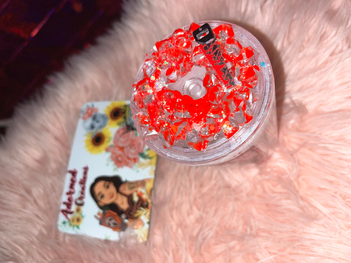 16 oz Barbie Horror themed snowglobe tumbler!