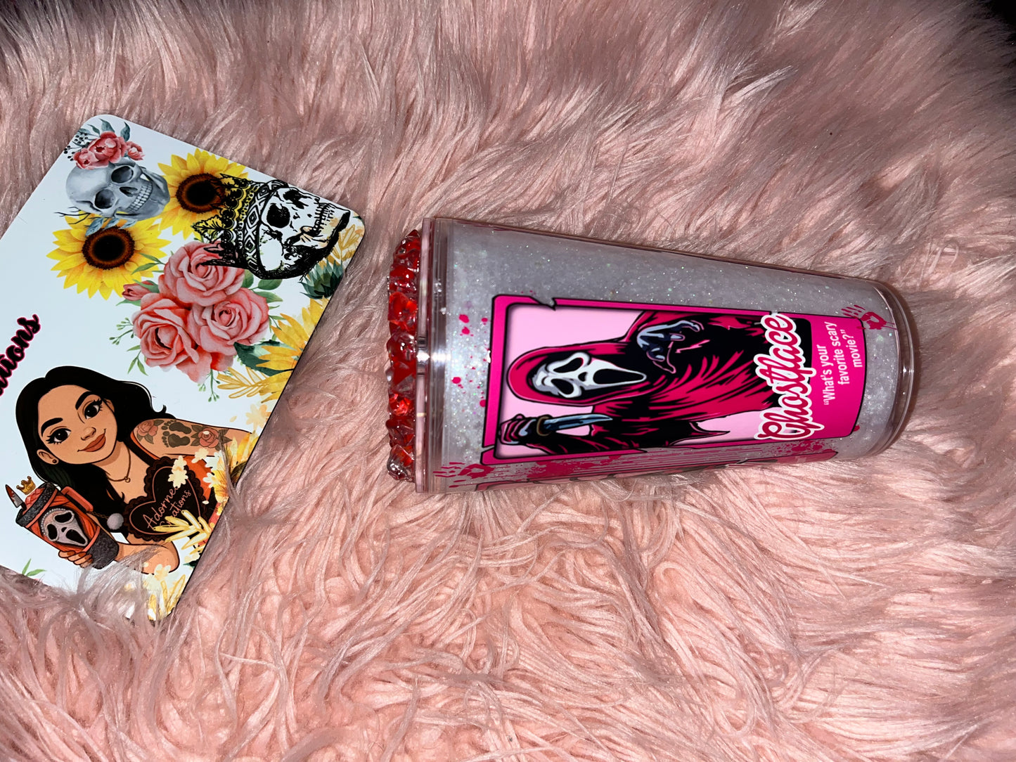 16 oz Barbie Horror themed snowglobe tumbler!