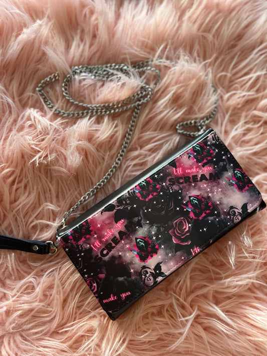 I’ll make you Scream wallet clutch with chain and wristlet