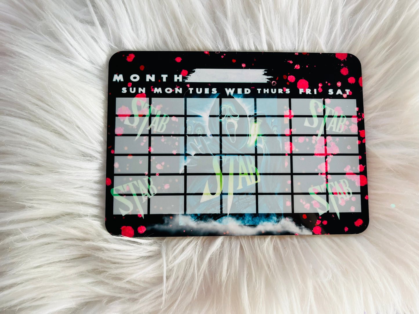 Custom Magnetic Dry Erase Calendar Board – 5x7 Wooden Monthly Planner (Includes Marker) | Horror & Pop Culture Designs