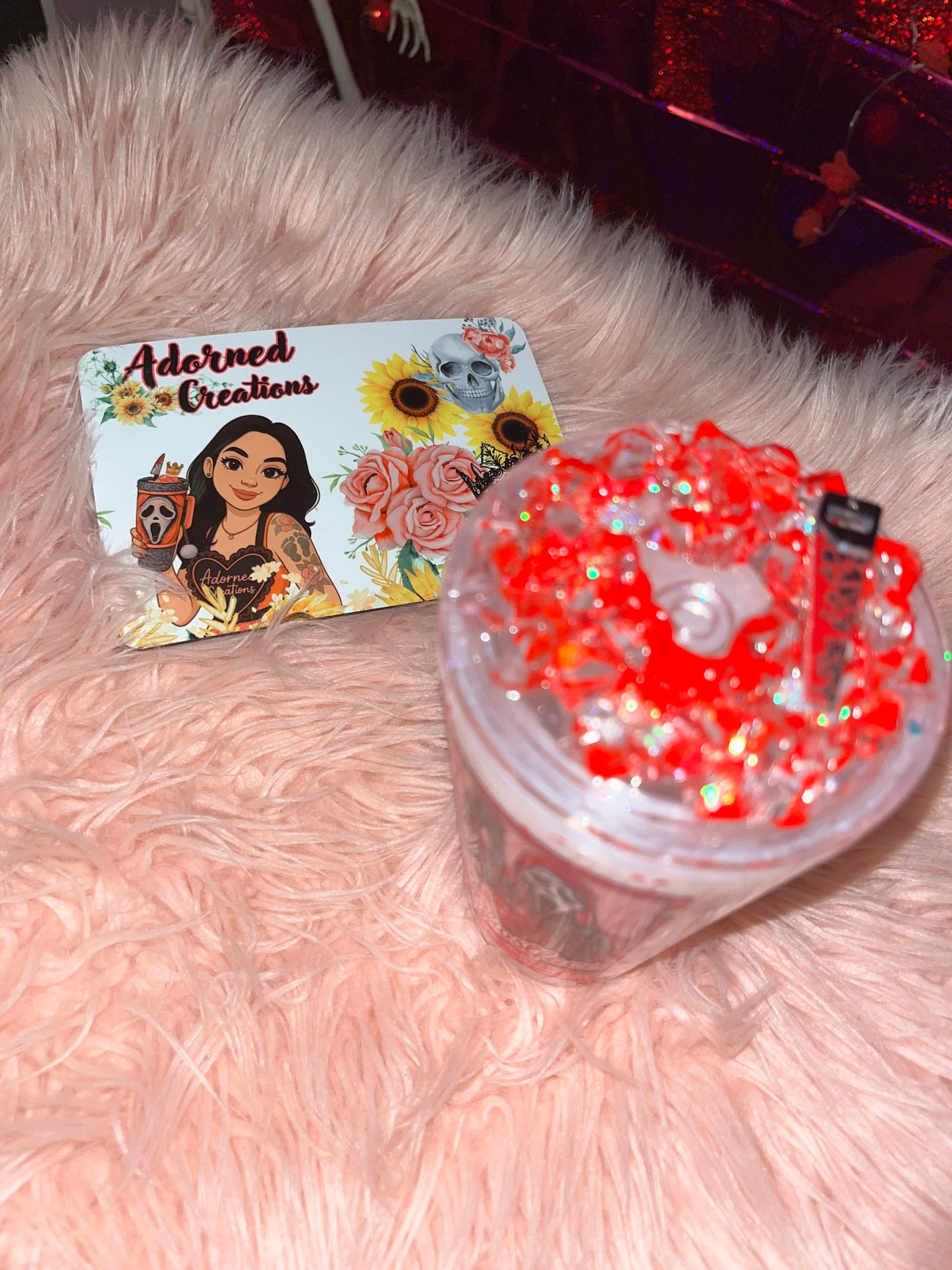 16 oz Barbie Horror themed snowglobe tumbler!