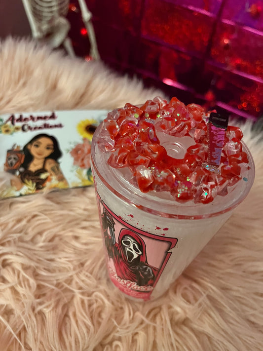 16 oz Barbie Horror themed snowglobe tumbler!