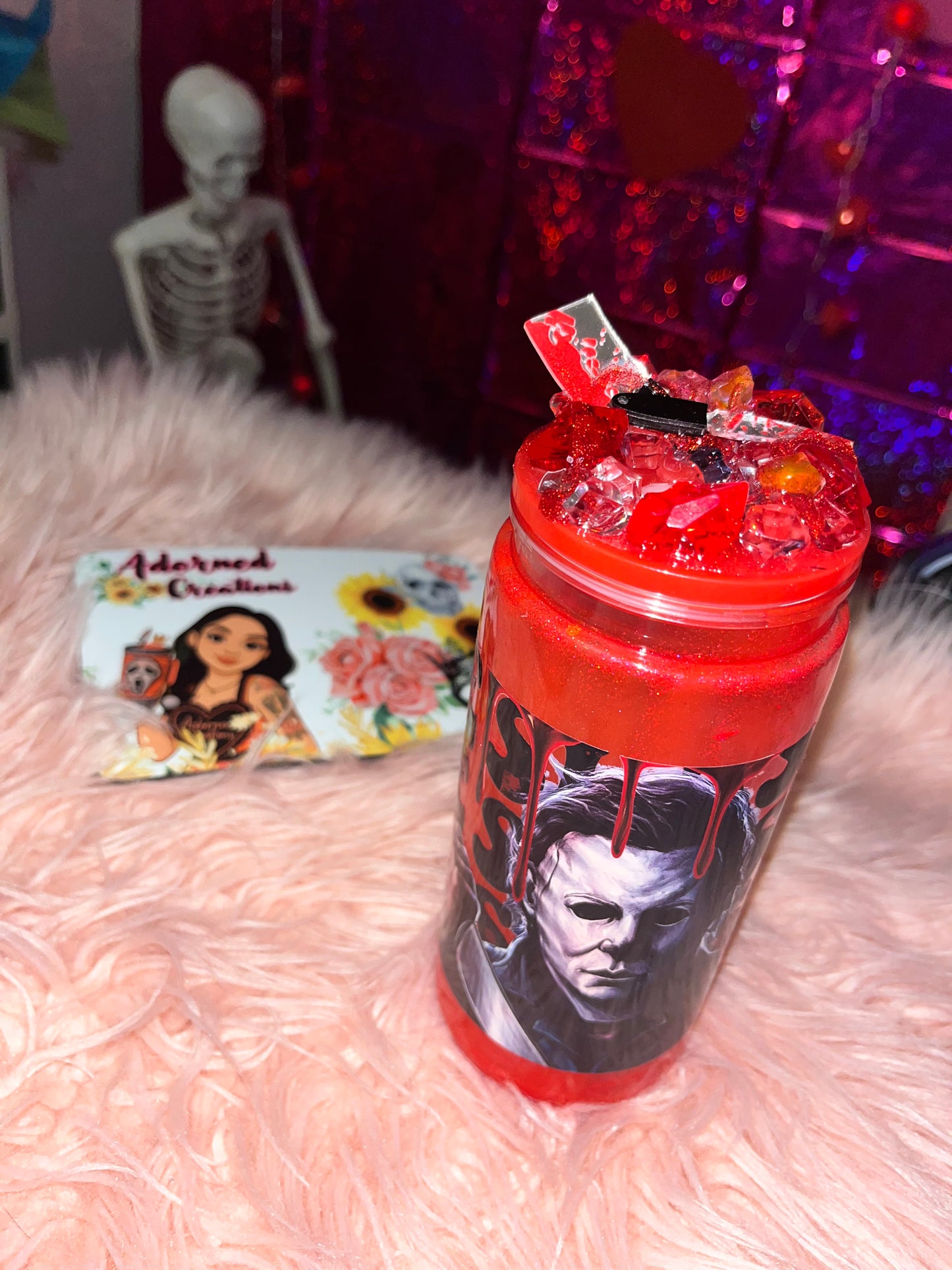 🔪 20 oz acrylic Michael Myers “Slow Drip” Snowglobe Tumbler 🔪