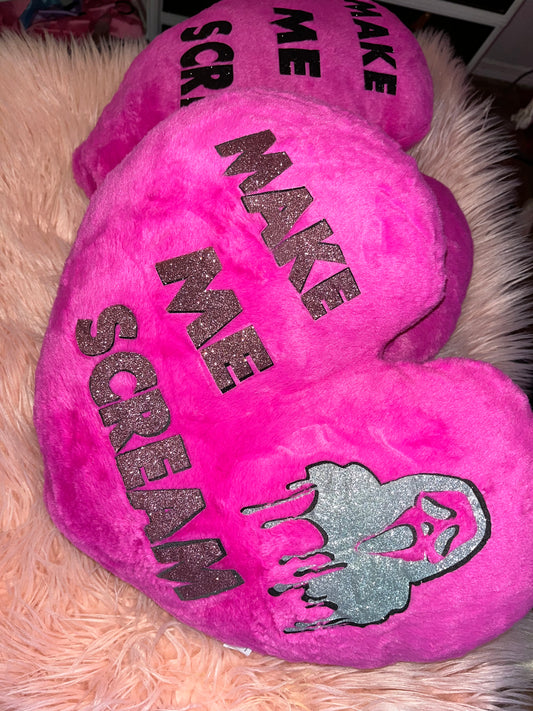 16.5 inch Make Me Scream Heart shaped plushie! Silver/black/pink**