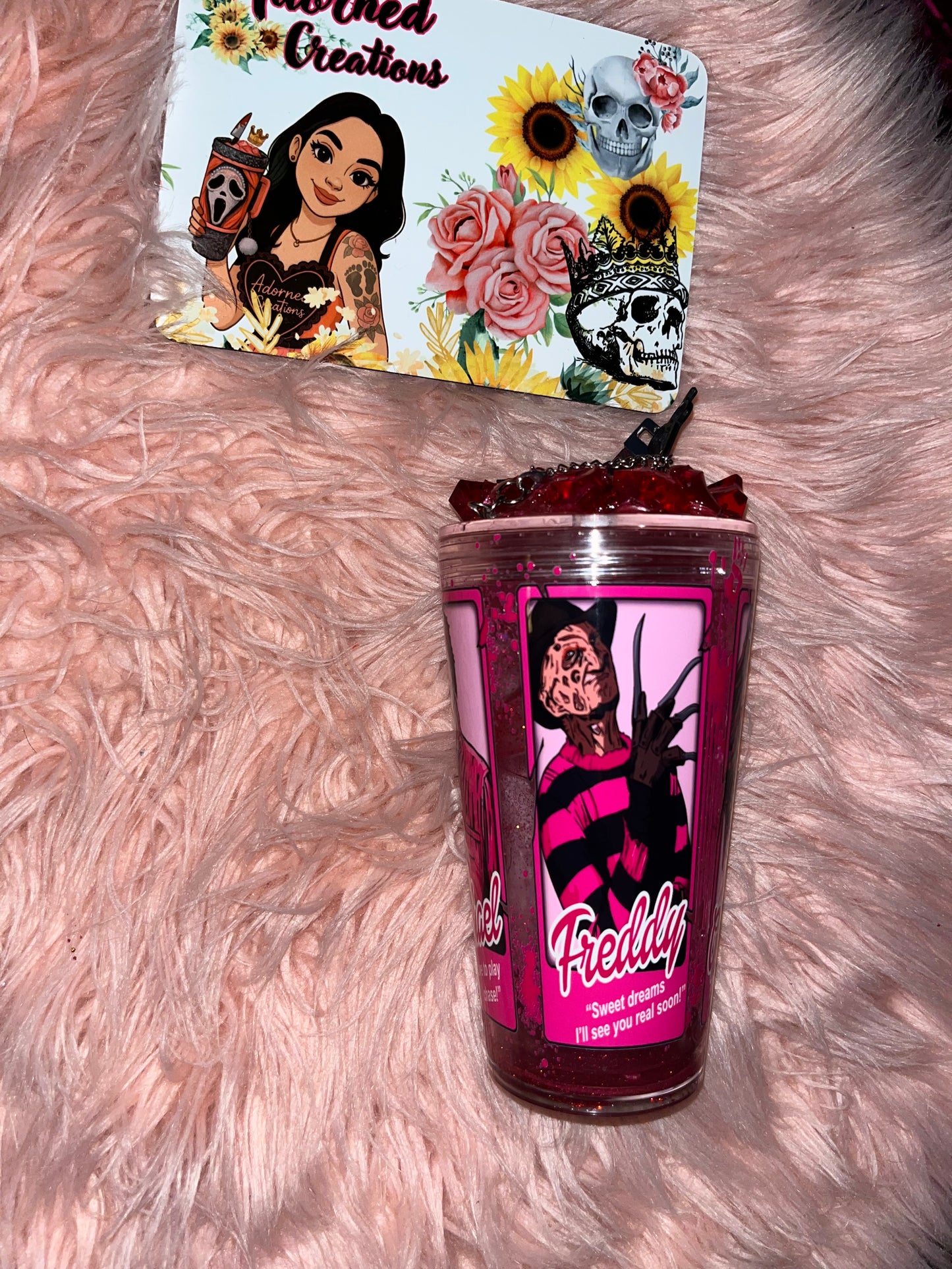 💖🔪 Pink Slasher Snowglobe Tumbler (16 oz)