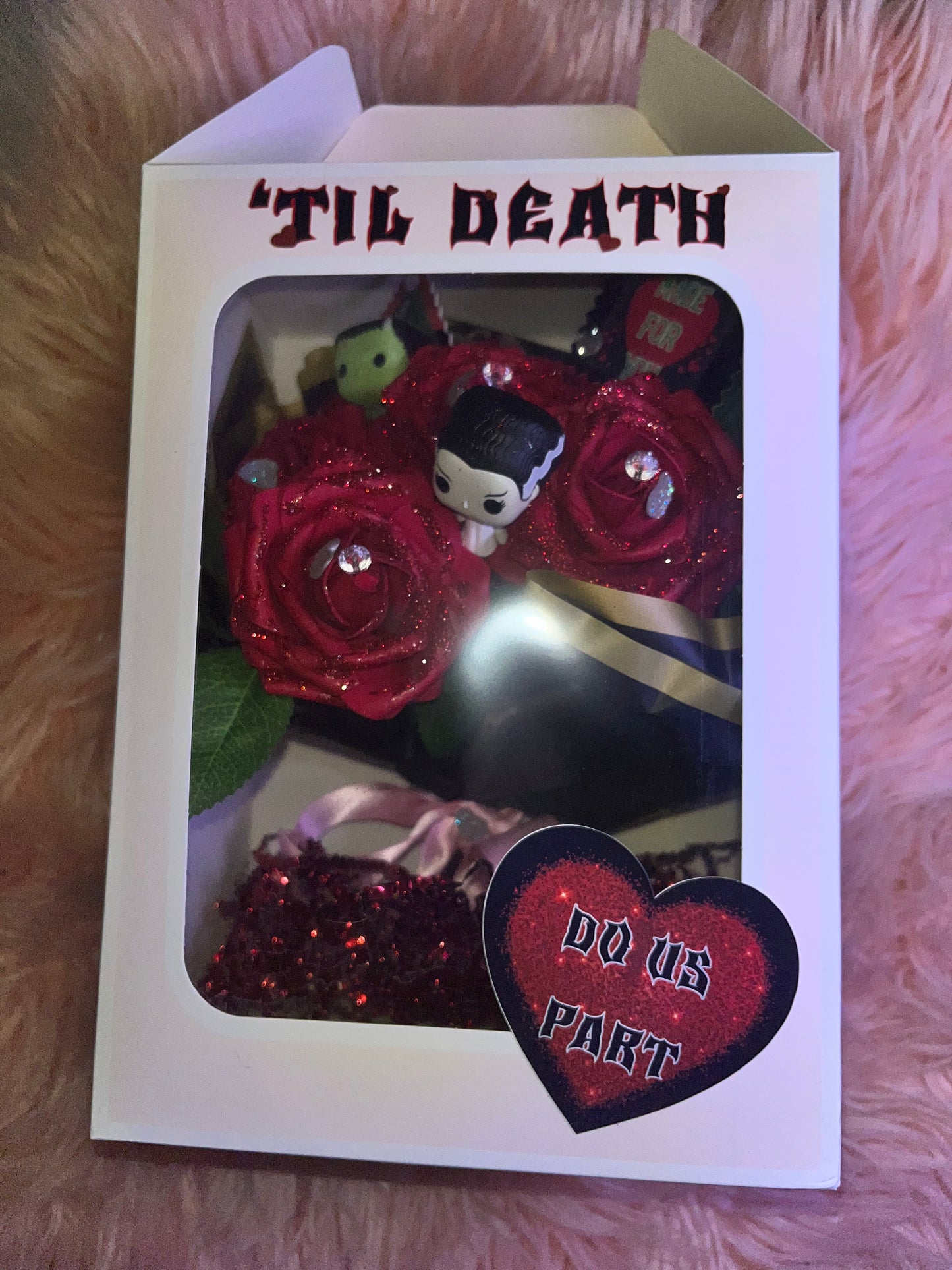 TIL Death Do Us Part Frankenstein and Bride forever roses bouquet