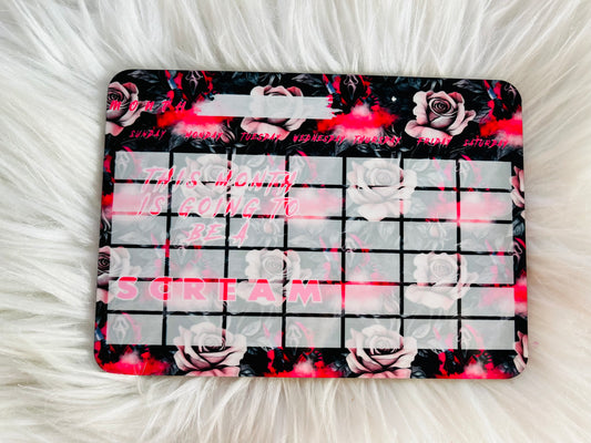 Custom Magnetic Dry Erase Calendar Board – 5x7 Wooden Monthly Planner (Includes Marker) | Horror & Pop Culture Designs