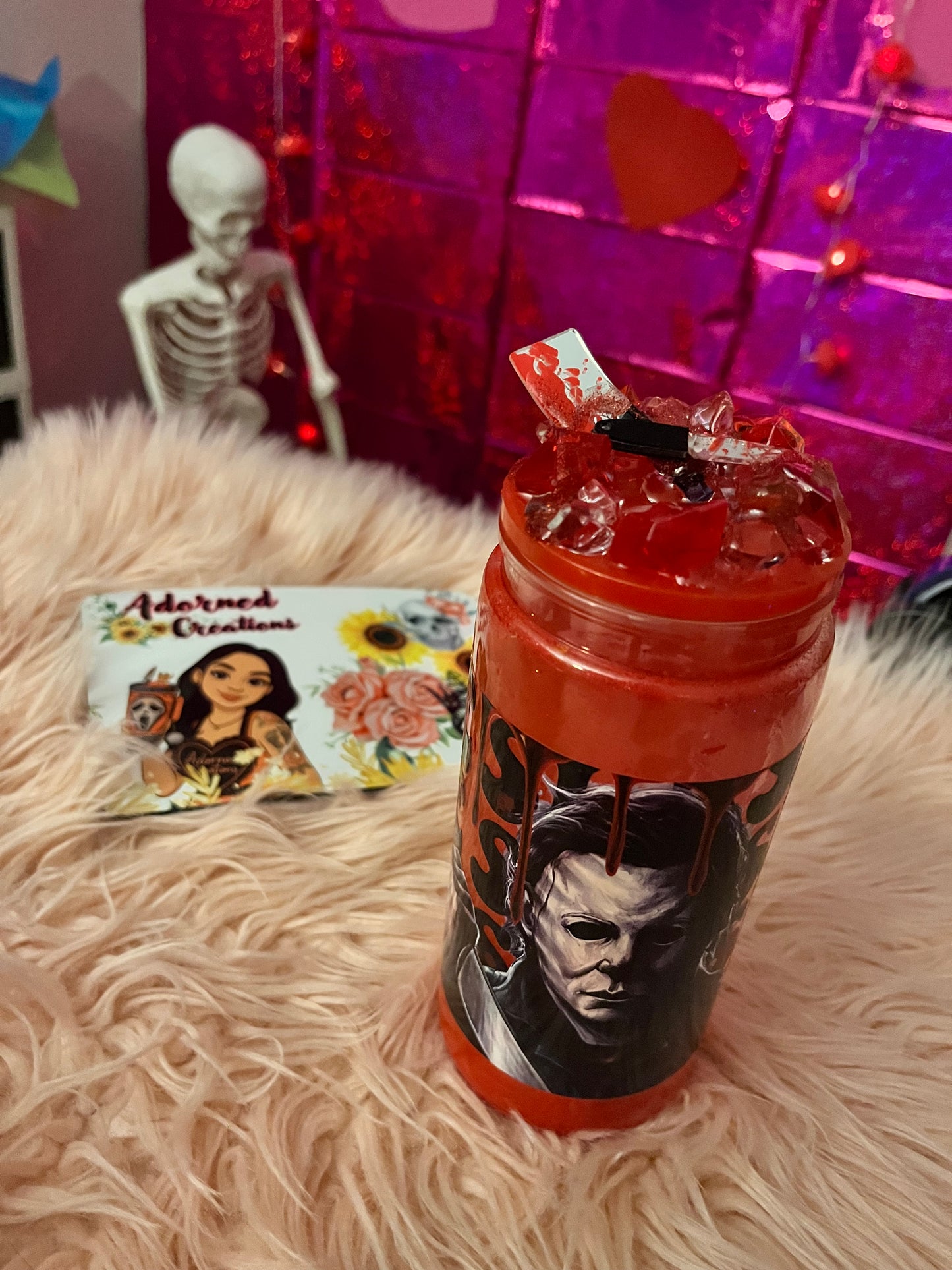 🔪 20 oz acrylic Michael Myers “Slow Drip” Snowglobe Tumbler 🔪