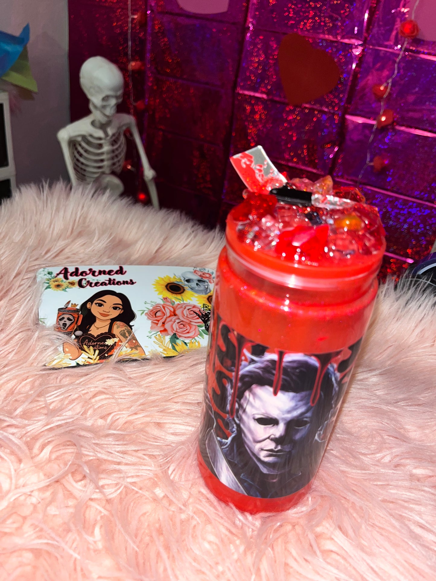 🔪 20 oz acrylic Michael Myers “Slow Drip” Snowglobe Tumbler 🔪