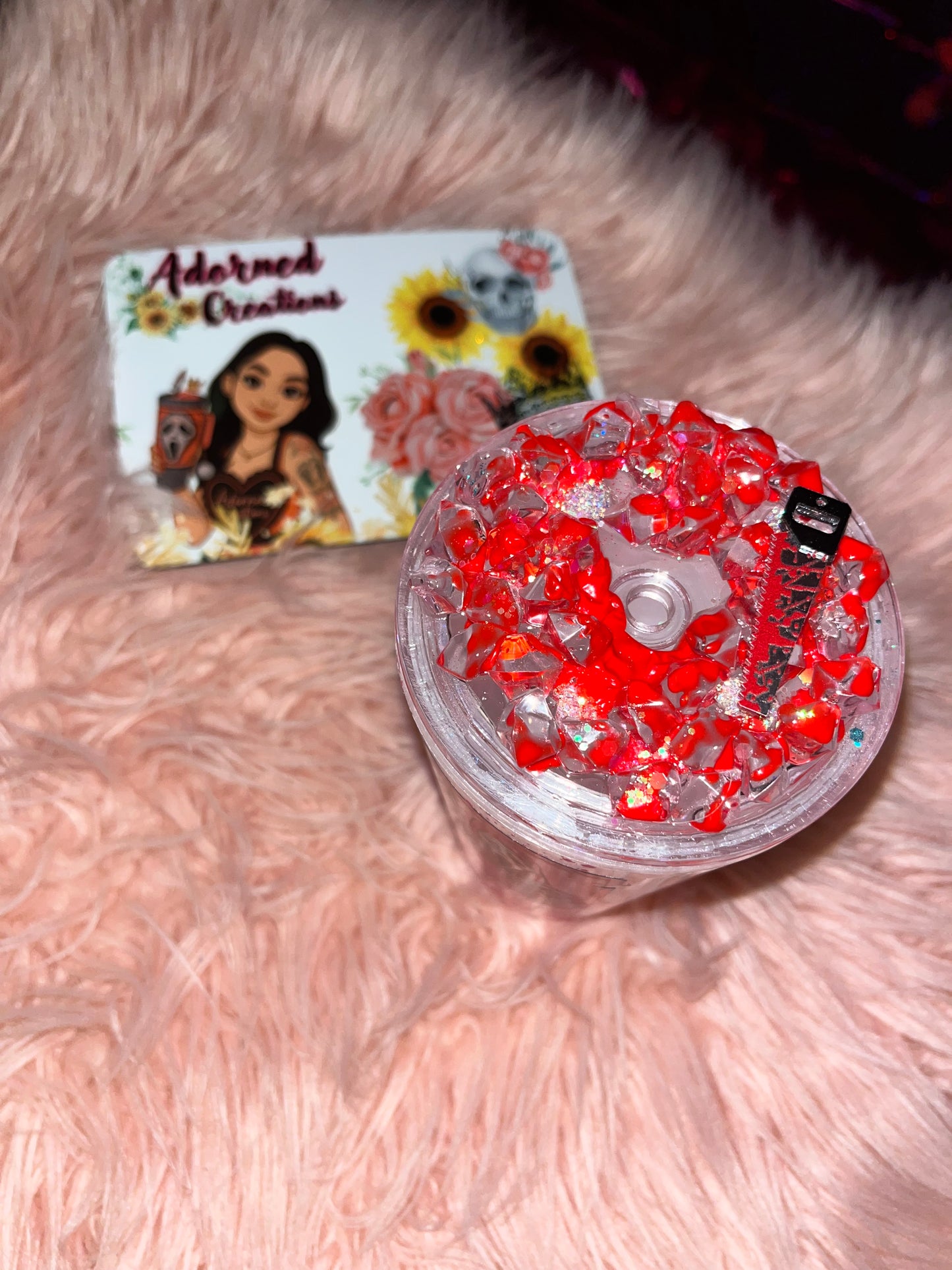 16 oz Barbie Horror themed snowglobe tumbler!