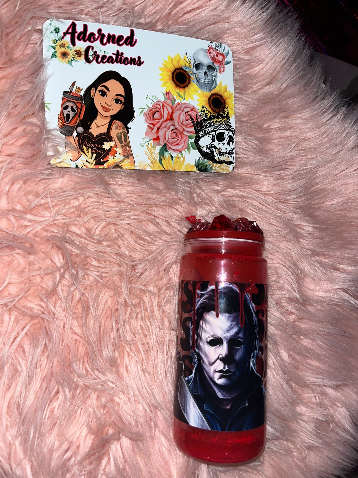 🔪 20 oz acrylic Michael Myers “Slow Drip” Snowglobe Tumbler 🔪