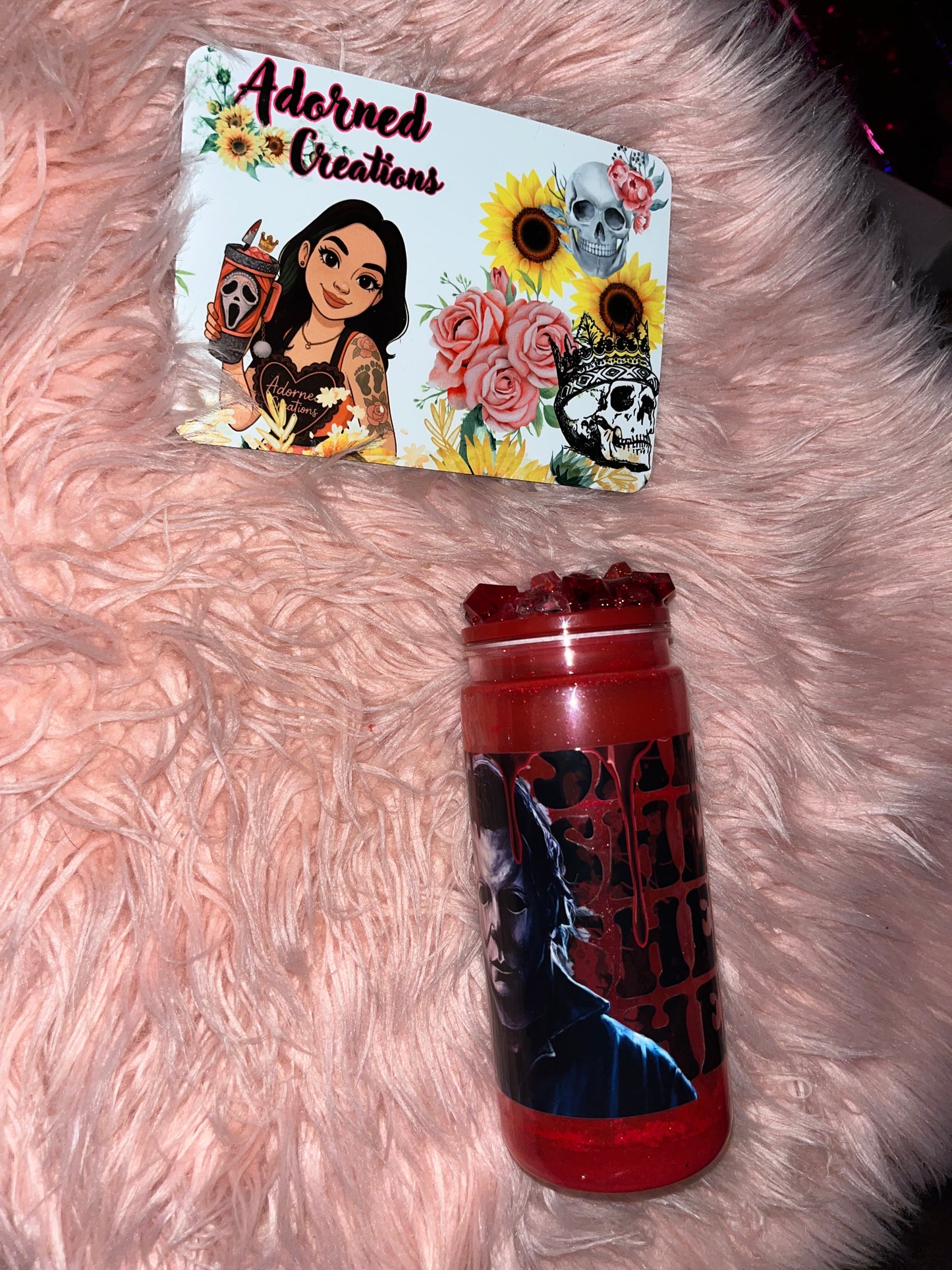 🔪 20 oz acrylic Michael Myers “Slow Drip” Snowglobe Tumbler 🔪