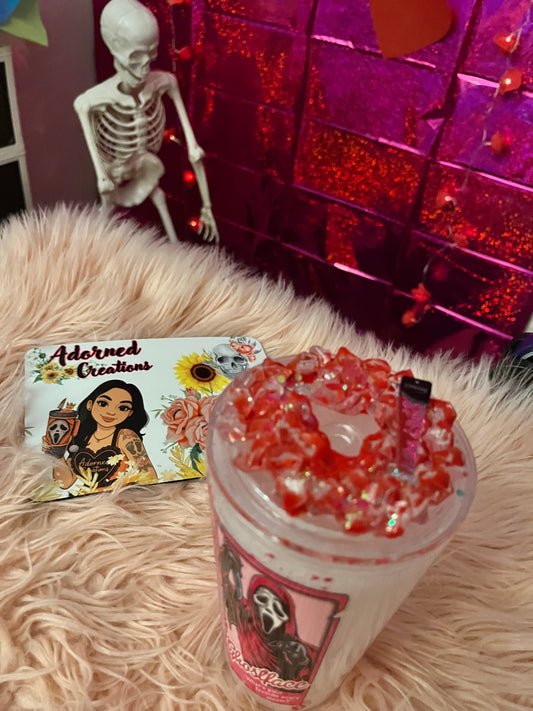 16 oz Barbie Horror themed snowglobe tumbler!